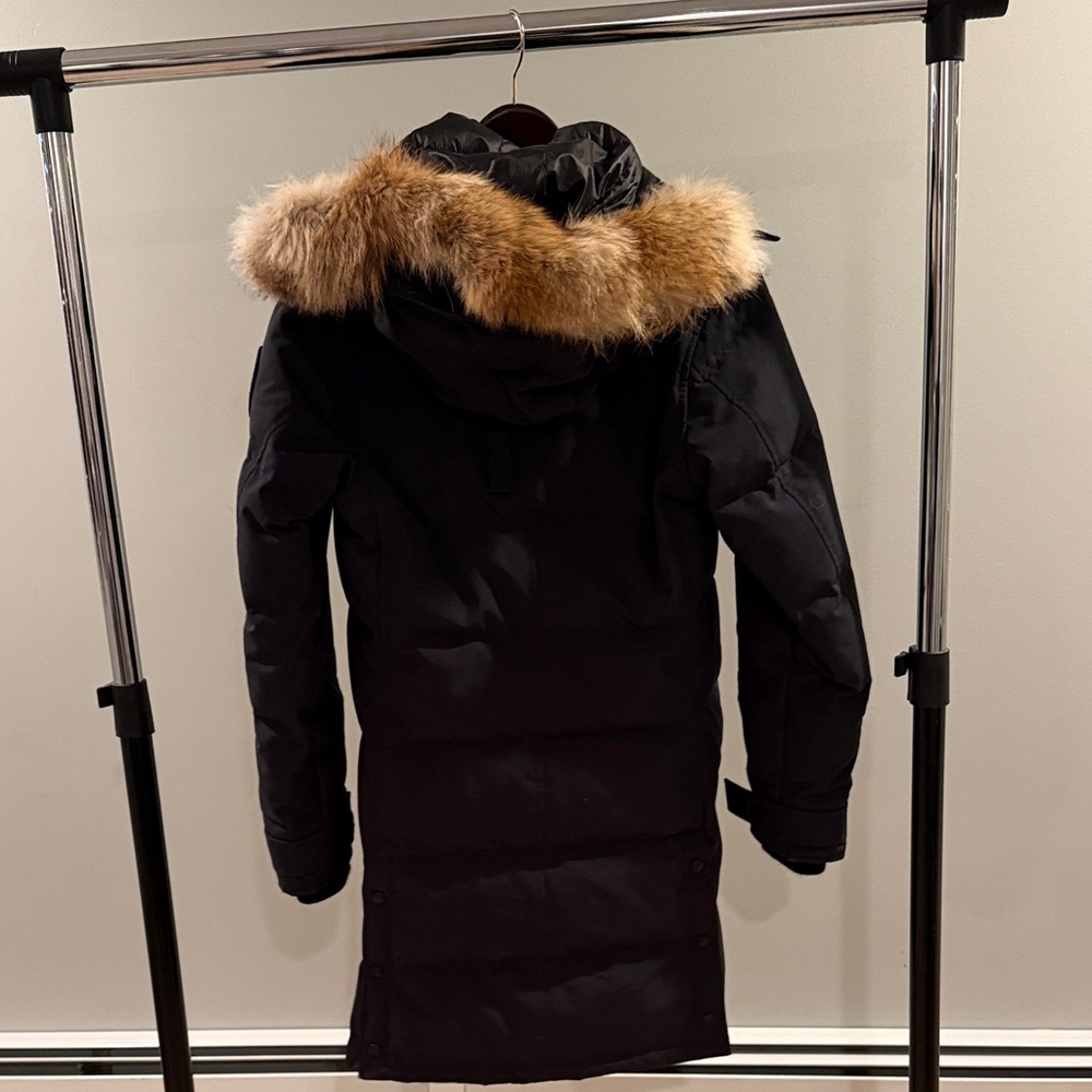 Men's Black Puffer Jacket with Fur Hood - Picture 3 of 6